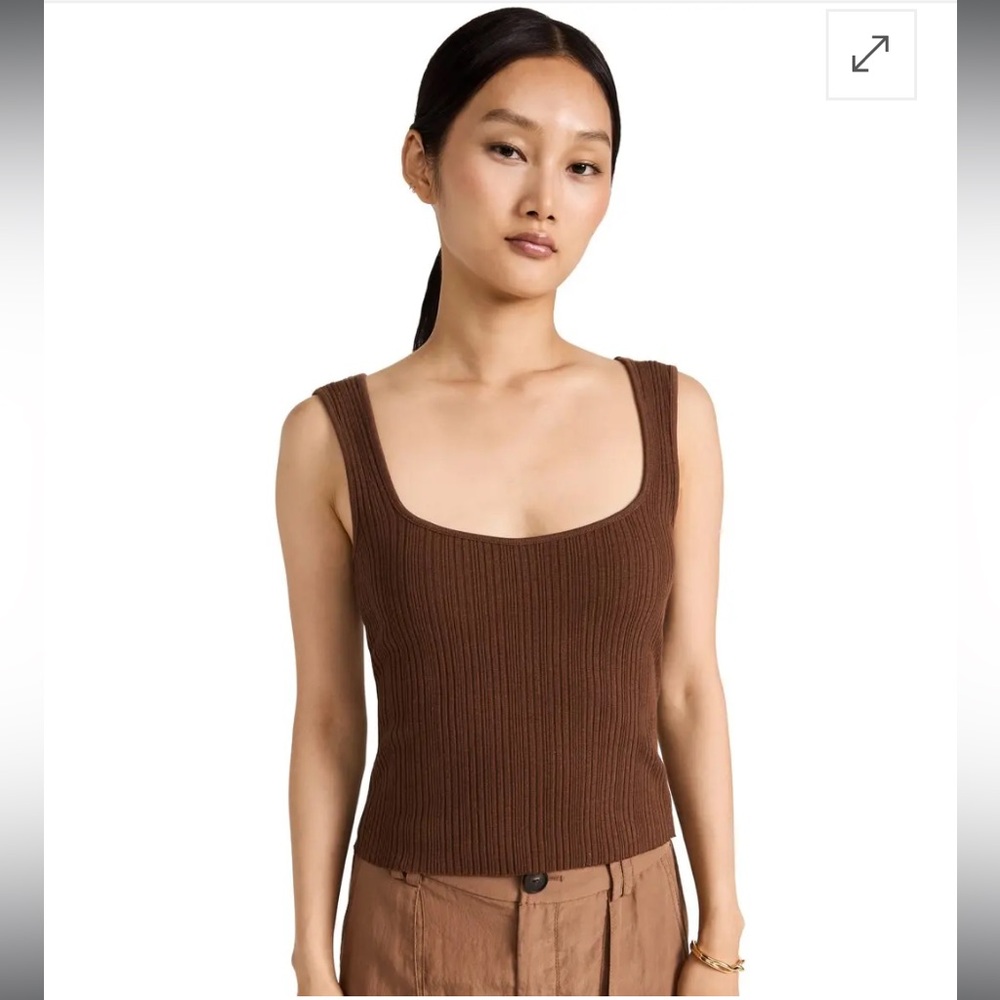 Vince Ribbed Sweetheart Tank in Hazelnut Size M
